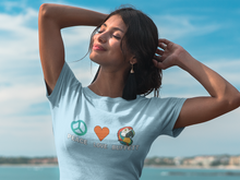 Load image into Gallery viewer, Peace Love Buffett Parrothead Unisex organic cotton t-shirt