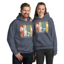 Load image into Gallery viewer, Customizable Beach Name Hoodie Palm Tree Design