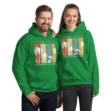 Load image into Gallery viewer, Customizable Beach Name Hoodie Palm Tree Design