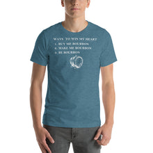 Load image into Gallery viewer, Ways to Win My Heart Bourbon Short-Sleeve Unisex T-Shirt - Where I Beach
