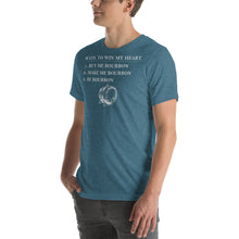 Load image into Gallery viewer, Ways to Win My Heart Bourbon Short-Sleeve Unisex T-Shirt - Where I Beach