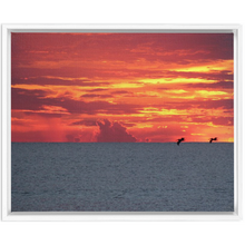 Load image into Gallery viewer, Pelicans At Sunrise Framed Canvas Wrap - Where I Beach
