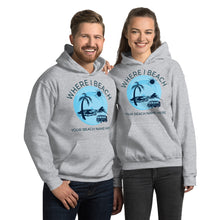Load image into Gallery viewer, VW Bug Beach Hoodie Customized Beach Name
