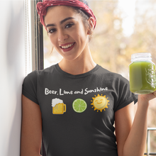 Load image into Gallery viewer, Beer, Lime, and Sunshine Women's short sleeve t-shirt - Cabo Easy
