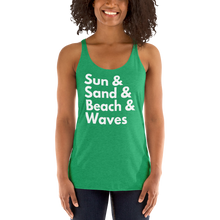 Load image into Gallery viewer, Sun, Sand, Beach &amp; Waves Women's Racerback Tank - Cabo Easy
