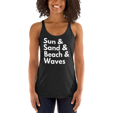 Load image into Gallery viewer, Sun, Sand, Beach &amp; Waves Women's Racerback Tank - Cabo Easy
