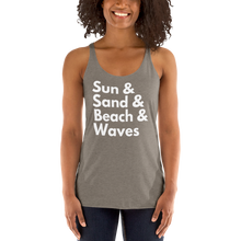 Load image into Gallery viewer, Sun, Sand, Beach &amp; Waves Women's Racerback Tank - Cabo Easy
