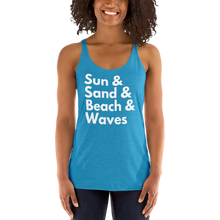 Load image into Gallery viewer, Sun, Sand, Beach &amp; Waves Women's Racerback Tank - Cabo Easy
