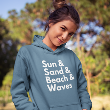 Load image into Gallery viewer, Sun, Sand, Beach &amp; Waves Unisex Hoodie - Cabo Easy
