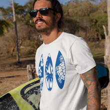Load image into Gallery viewer, T-Shirt with Surf Boards of Sea Turtle, Palm Trees, and Beach Flowers
