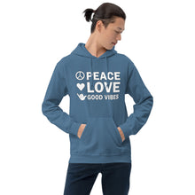 Load image into Gallery viewer, Peace, Love, and Good Vibes Unisex Hoodie - Cabo Easy
