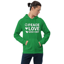 Load image into Gallery viewer, Peace, Love, and Good Vibes Unisex Hoodie - Cabo Easy
