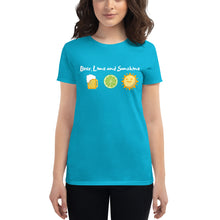 Load image into Gallery viewer, Beer, Lime, and Sunshine Women's short sleeve t-shirt - Cabo Easy
