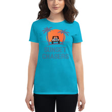 Load image into Gallery viewer, Sunset Chasers Palm Tree with Sunset Women's T-shirt - Cabo Easy

