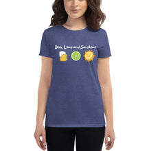 Load image into Gallery viewer, Beer, Lime, and Sunshine Women's short sleeve t-shirt - Cabo Easy
