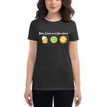 Load image into Gallery viewer, Beer, Lime, and Sunshine Women's short sleeve t-shirt - Cabo Easy
