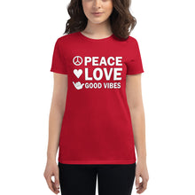 Load image into Gallery viewer, Peace, Love and Good Vibes! Women's T-shirt - Cabo Easy
