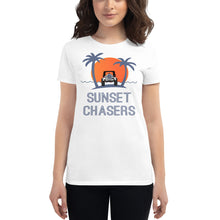 Load image into Gallery viewer, Sunset Chasers Palm Tree with Sunset Women's T-shirt - Cabo Easy
